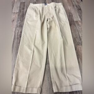 Polo Ralph Lauren Men’s 38x32 Khaki Cotton Chino Pants Flat Front Cuffed